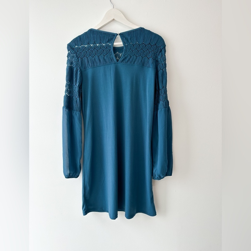 Boho Dress - Teal - Long Sleeve Knee Length “Maurice’s” Size- Medium - Picture 4 of 6